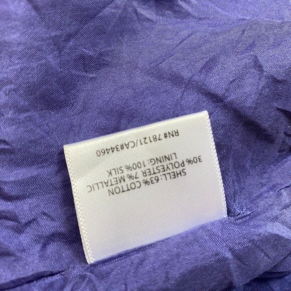 Eileen Fisher Dress Women XS Purple Shift Sundress Metallic Micro Stripe Pockets - Picture 11 of 13